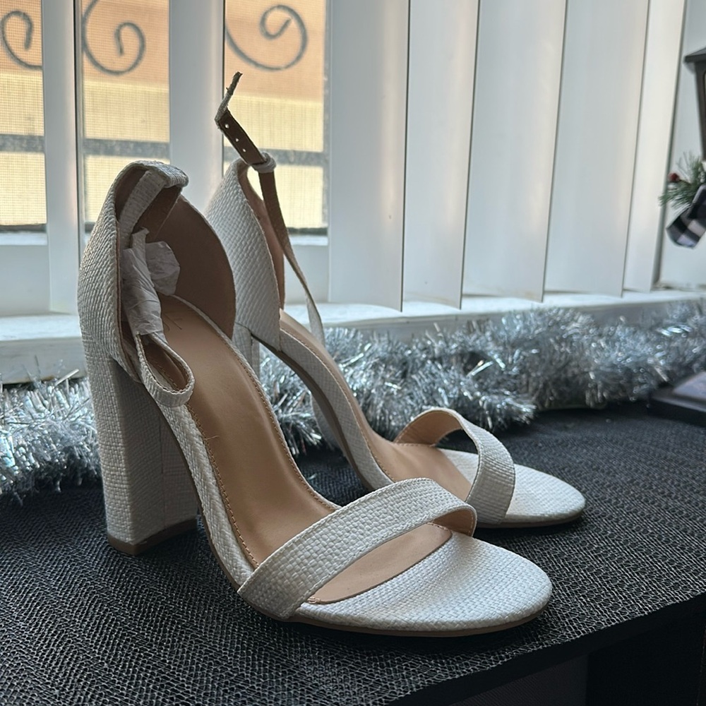 White Single Strap Heels